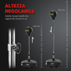 HOMCOM-Sacco-da-Boxe-ad-Altezza-Regolabile-Guanti-Inclusi-in-PE-e-Metallo-45x45x133-151cm-Oro