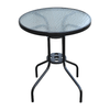 Outsunny-Tavolino-In-Ferro-Rotondo-con-Piano-in-Vetro-Temperato-Nero--60x70cm