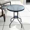 Outsunny-Tavolino-In-Ferro-Rotondo-con-Piano-in-Vetro-Temperato-Nero--60x70cm