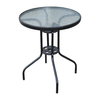 Outsunny-Tavolino-In-Ferro-Rotondo-con-Piano-in-Vetro-Temperato-Nero--60x70cm