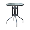 Outsunny-Tavolino-In-Ferro-Rotondo-con-Piano-in-Vetro-Temperato-Nero--60x70cm