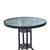 Outsunny-Tavolino-In-Ferro-Rotondo-con-Piano-in-Vetro-Temperato-Nero--60x70cm