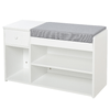 HOMCOM-Panca-Scarpiera-con-Cuscino-Cassetto-e-3-Vani-Aperti-in-Legno-81x31-5x49cm-Bianco