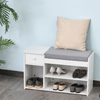 HOMCOM-Panca-Scarpiera-con-Cuscino-Cassetto-e-3-Vani-Aperti-in-Legno-81x31-5x49cm-Bianco