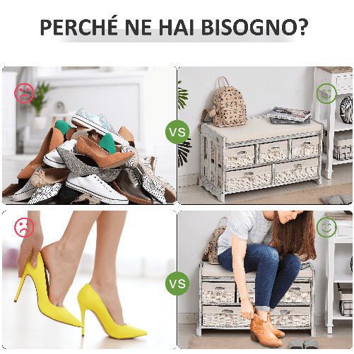 HOMCOM-Panca-Scarpiera-con-Cuscino-Cassetto-e-3-Vani-Aperti-in-Legno-81x31-5x49cm-Bianco