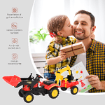 HOMCOM-Ruspa-Giocattolo-a-Pedali-Escavatore-Cavalcabile-per-Bambini-con-Pale-e-Volante-179x42x59cm-Multicolore