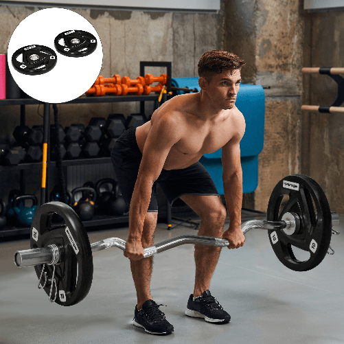 SPORTNOW-Set-di-2-Dischi-Pesi-da-10kg-in-Acciaio-con-Rivestimento-in-Gomma-per-Bilanciere