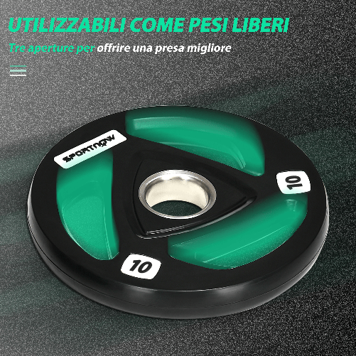 SPORTNOW-Set-di-2-Dischi-Pesi-da-10kg-in-Acciaio-con-Rivestimento-in-Gomma-per-Bilanciere
