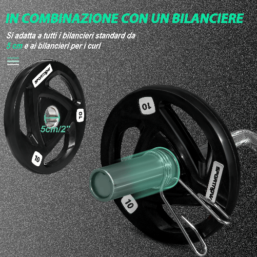 SPORTNOW-Set-di-2-Dischi-Pesi-da-10kg-in-Acciaio-con-Rivestimento-in-Gomma-per-Bilanciere