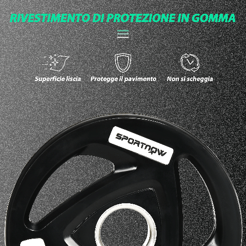 SPORTNOW-Set-di-2-Dischi-Pesi-da-10kg-in-Acciaio-con-Rivestimento-in-Gomma-per-Bilanciere