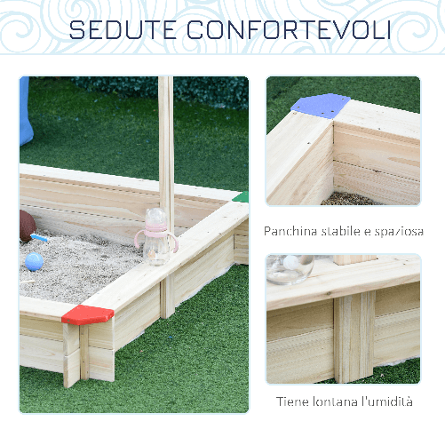 Outsunny-Sabbiera-per-Bambini-in-Legno-con-Panca-e-Tettuccio-Parasole-Regolabile-120x120x120cm