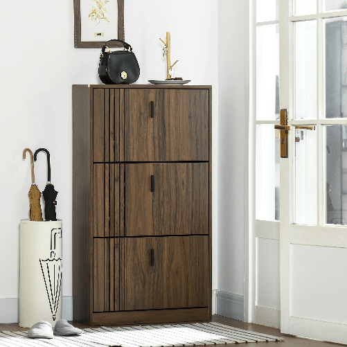 HOMCOM-Mobile-Scarpiera-a-3-Livelli-con-Ripiani-Regolabili-per-18-Paia-max-in-Truciolato-63x24x114-cm