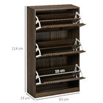 HOMCOM-Mobile-Scarpiera-a-3-Livelli-con-Ripiani-Regolabili-per-18-Paia-max-in-Truciolato-63x24x114-cm