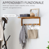HOMCOM-Attaccapanni-a-Parete-Mensola-Appendiabiti-in-Bambu-50x17x20cm