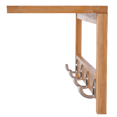 HOMCOM-Attaccapanni-a-Parete-Mensola-Appendiabiti-in-Bambu-50x17x20cm