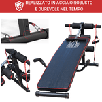 HOMCOM-Panca-Multifunzione-per-Allenamento-a-Casa-Panca-Addominali-Inclinazione-con-Votagore-a-molla-e-Schienale-Regolabile-e-2-Corde-Elastiche-55-5-x-137-5-cm-Nero