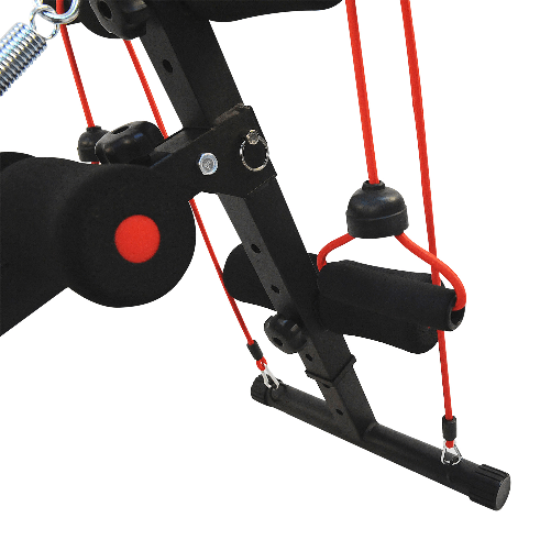 HOMCOM-Panca-Multifunzione-per-Allenamento-a-Casa-Panca-Addominali-Inclinazione-con-Votagore-a-molla-e-Schienale-Regolabile-e-2-Corde-Elastiche-55-5-x-137-5-cm-Nero