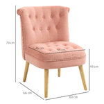 HOMCOM-Sedia-Moderna-per-Soggiorno-e-Sala-da-Pranzo-con-Seduta-Imbottita-e-Tessuto-Vellutato-60x66x79-cm-Rosa