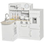 HOMCOM Cucina Giocattolo per Bambini da 3 Anni in Su in Legno, Bianco