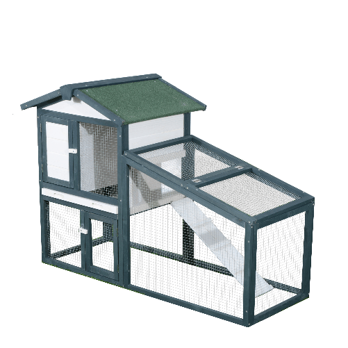 PawHut-Gabbia-per-Conigli-Animali-in-Legno-di-Abete-Doppia-Porta-140x65x100cm