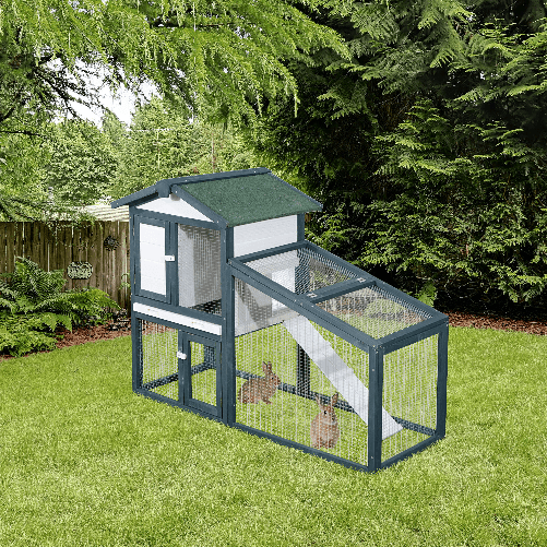 PawHut-Gabbia-per-Conigli-Animali-in-Legno-di-Abete-Doppia-Porta-140x65x100cm