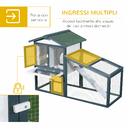PawHut-Gabbia-per-Conigli-Animali-in-Legno-di-Abete-Doppia-Porta-140x65x100cm