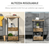 HOMCOM-Tavolino-da-Salotto-Stile-Industriale-Altezza-Regolabile-e-4-Ruote-con-Freno-80x40x60-75cm