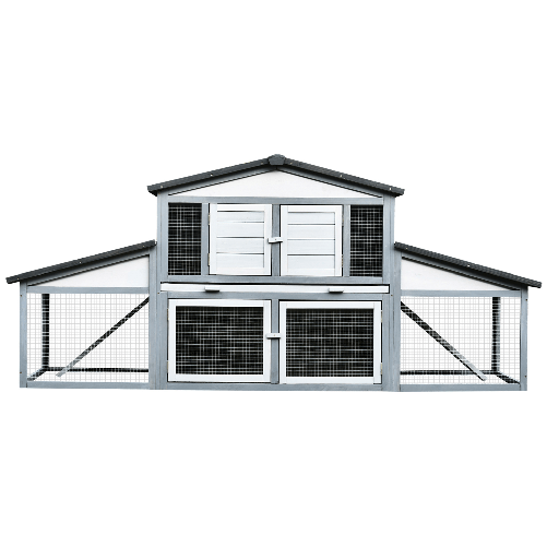 PawHut-Conigliera-da-Esterno-in-Legno-e-Metallo-Gabbia-per-2-3-Conigli-o-Roditori-Grigia-e-Bianca-225x70x100cm