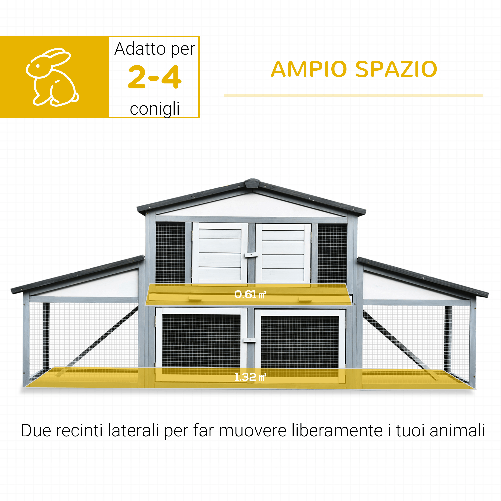 PawHut-Conigliera-da-Esterno-in-Legno-e-Metallo-Gabbia-per-2-3-Conigli-o-Roditori-Grigia-e-Bianca-225x70x100cm