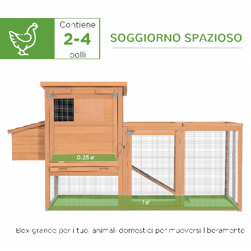 PawHut-Pollaio-da-Giardino-Gabbie-per-Galline-da-Esterno-con-Zona-di-Corsa-e-Nido-in-Legno-190-81-103cm