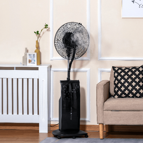 HOMCOM-Ventilatore-Nebulizzatore-con-Telecomando-da-5m-Timer-12h-e-Oscillazione-70--3-Velocita-e-3-Funzioni-Tanica-3-1L-90W--44-5x135cm-Nero