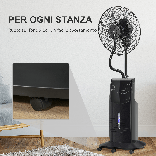 HOMCOM-Ventilatore-Nebulizzatore-con-Telecomando-da-5m-Timer-12h-e-Oscillazione-70--3-Velocita-e-3-Funzioni-Tanica-3-1L-90W--44-5x135cm-Nero