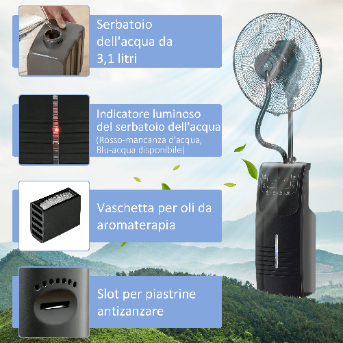 HOMCOM-Ventilatore-Nebulizzatore-con-Telecomando-da-5m-Timer-12h-e-Oscillazione-70--3-Velocita-e-3-Funzioni-Tanica-3-1L-90W--44-5x135cm-Nero