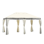 Outsunny Gazebo da Giardino 4x3m con 6 Pareti Rimovibili in Poliestere Anti UV, Crema