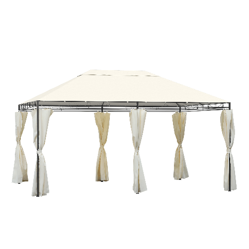 Outsunny-Gazebo-da-Giardino-4x3m-con-6-Pareti-Rimovibili-in-Poliestere-Anti-UV-Crema