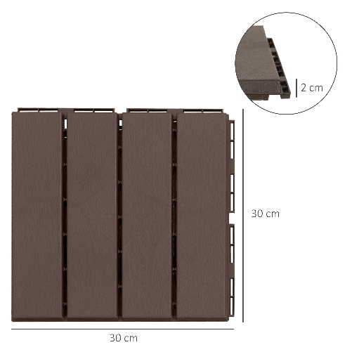Outsunny-Set-9-Mattonelle-a-Incastro-per-Terrazzo-Piastrelle-per-pavimenti--30x30x2cm--in-PP-Antiscivolo-Area--0-81-mq-Marrone