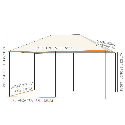 Outsunny-Gazebo-da-Giardino-4x3m-con-6-Pareti-Rimovibili-in-Poliestere-Anti-UV-Crema