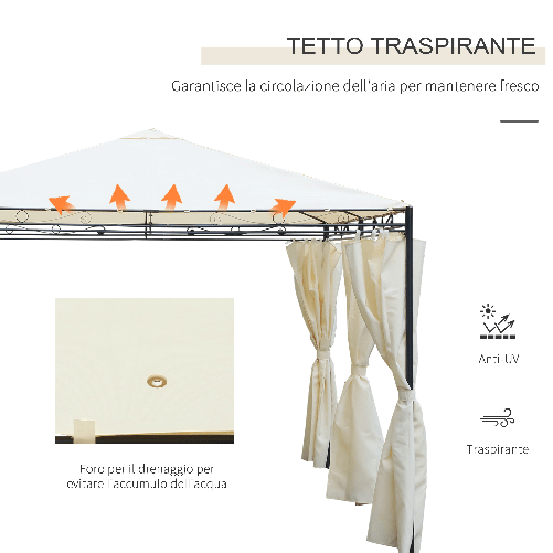 Outsunny-Gazebo-da-Giardino-4x3m-con-6-Pareti-Rimovibili-in-Poliestere-Anti-UV-Crema