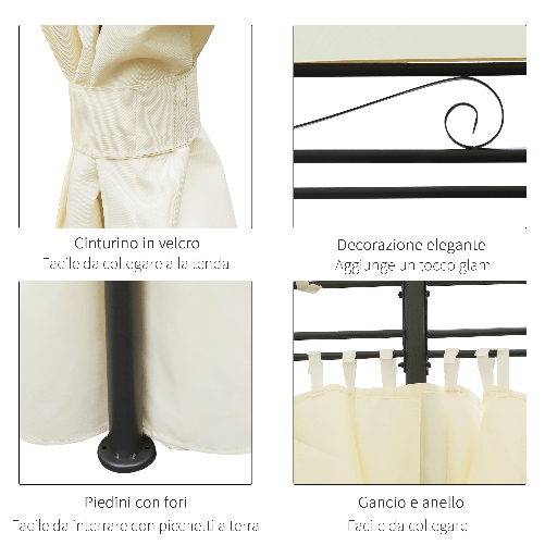 Outsunny-Gazebo-da-Giardino-4x3m-con-6-Pareti-Rimovibili-in-Poliestere-Anti-UV-Crema