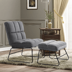 HOMCOM-Poltrona-Relax-con-Poggiapiedi-per-Interni-Set-2-Pezzi-in-Effetto-Velluto-e-Metallo-Grigia