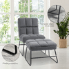 HOMCOM-Poltrona-Relax-con-Poggiapiedi-per-Interni-Set-2-Pezzi-in-Effetto-Velluto-e-Metallo-Grigia