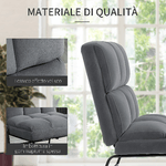 HOMCOM-Poltrona-Relax-con-Poggiapiedi-per-Interni-Set-2-Pezzi-in-Effetto-Velluto-e-Metallo-Grigia