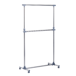 HOMCOM Stender Appendiabiti con Altezza ed Estensione Regolabili, 4 Ruote Girevoli, Acciaio Inox e ABS, 165x48x180cm