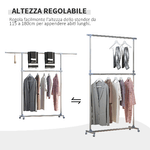 HOMCOM-Stender-Appendiabiti-con-Altezza-ed-Estensione-Regolabili-4-Ruote-Girevoli-Acciaio-Inox-e-ABS-165x48x180cm