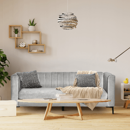 HOMCOM-Divano-3-Posti-in-Velluto-Grigio-con-5-Piedini-e-Doghe-199x72x75cm
