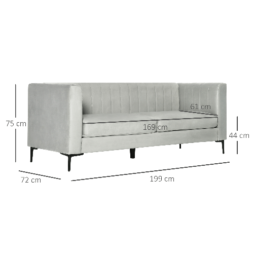 HOMCOM-Divano-3-Posti-in-Velluto-Grigio-con-5-Piedini-e-Doghe-199x72x75cm