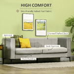 HOMCOM-Divano-3-Posti-in-Velluto-Grigio-con-5-Piedini-e-Doghe-199x72x75cm