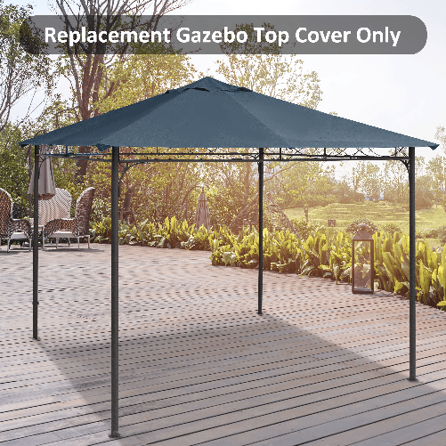 Outsunny-Tetto-di-Ricambio-3x3m-Telo-Sostitutivo-per-Gazebo-in-Poliestere-con-8-Fori-di-Ventilazione-Grigio