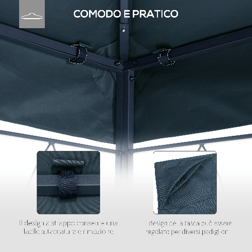 Outsunny-Tetto-di-Ricambio-3x3m-Telo-Sostitutivo-per-Gazebo-in-Poliestere-con-8-Fori-di-Ventilazione-Grigio