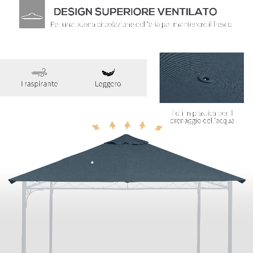 Outsunny-Tetto-di-Ricambio-3x3m-Telo-Sostitutivo-per-Gazebo-in-Poliestere-con-8-Fori-di-Ventilazione-Grigio